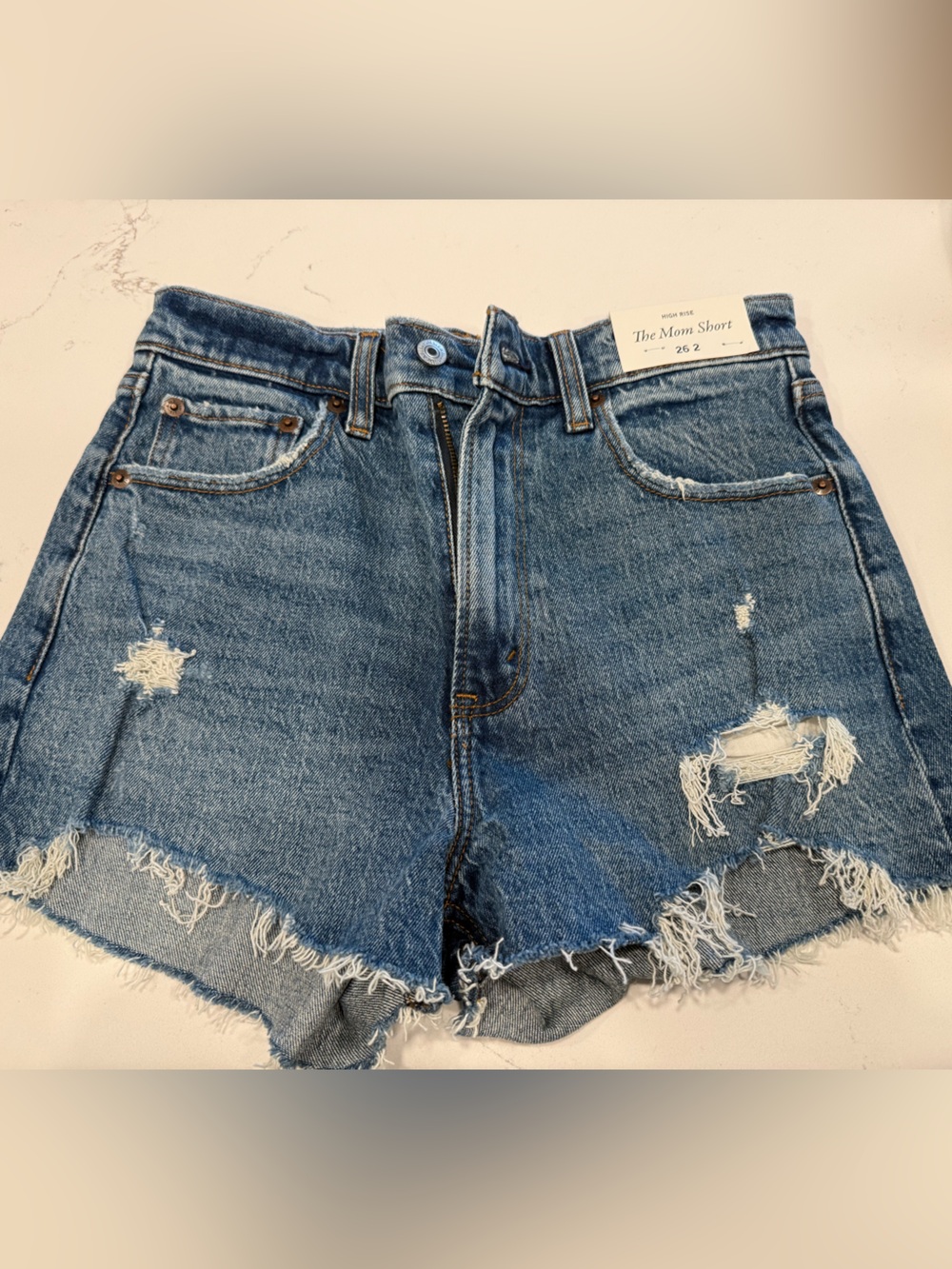 Abercrombie & Fitch Distressed Denim Shorts - Blue
